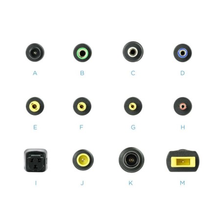 Tooq cargador universal para portatil 100w - usb - 12 adaptadores - voltaje 12-24v - indicador led