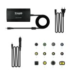 Tooq cargador universal para portatil 100w - usb - 12 adaptadores - voltaje 12-24v - indicador led