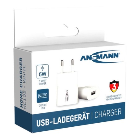Cargador de casa ansmann hc105w 1xusb 1000ma blanco