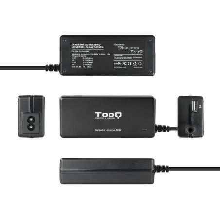 Tooq cargador universal automatico para portatil 65w - usb - 8 adaptadores - voltaje 18.5-20v