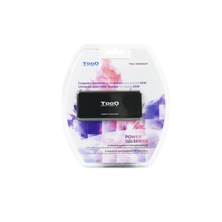Tooq cargador universal automatico para portatil 65w - usb - 8 adaptadores - voltaje 18.5-20v