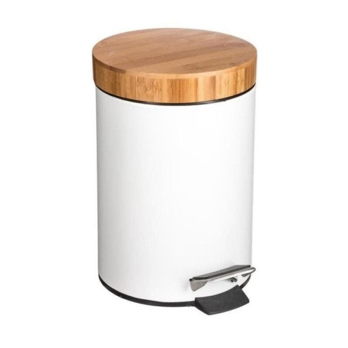 Papelera baño bambu-blanco 3l colección 'natureo'