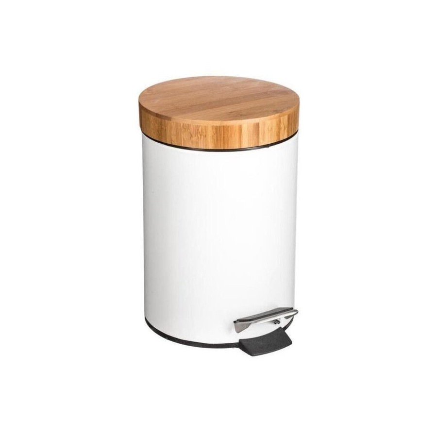 Papelera baño bambu-blanco 3l colección 'natureo'