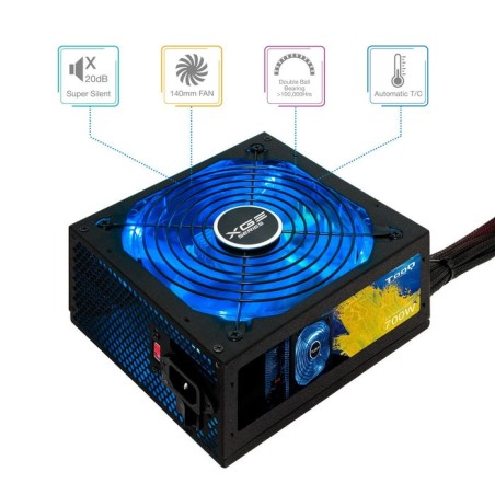Tooq xge ii fuente de alimentacion gaming 700w atx 2.3 12v - pfc activo - certificacion 80 plus bronze - ventilador