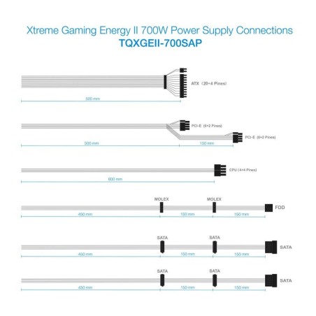 Tooq xge ii fuente de alimentacion gaming 700w atx 2.3 12v - pfc activo - certificacion 80 plus bronze - ventilador