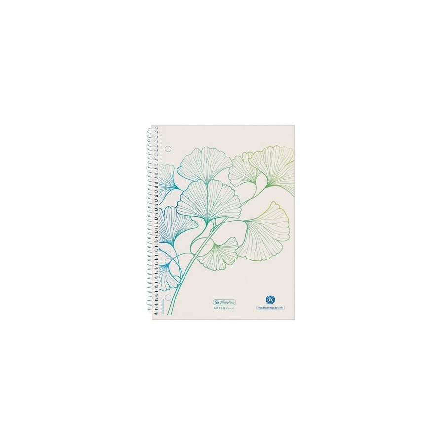 Cuaderno espiral herlitz a5 70 hojas a cuadros greenline ginkgo