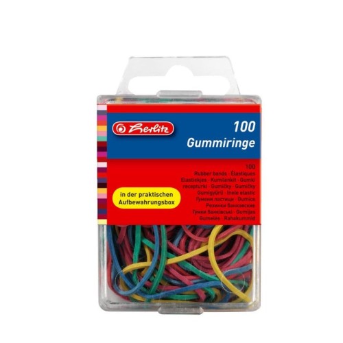 Caja de gomas herlitz de 100piezas , 20-70 mm de diámetro