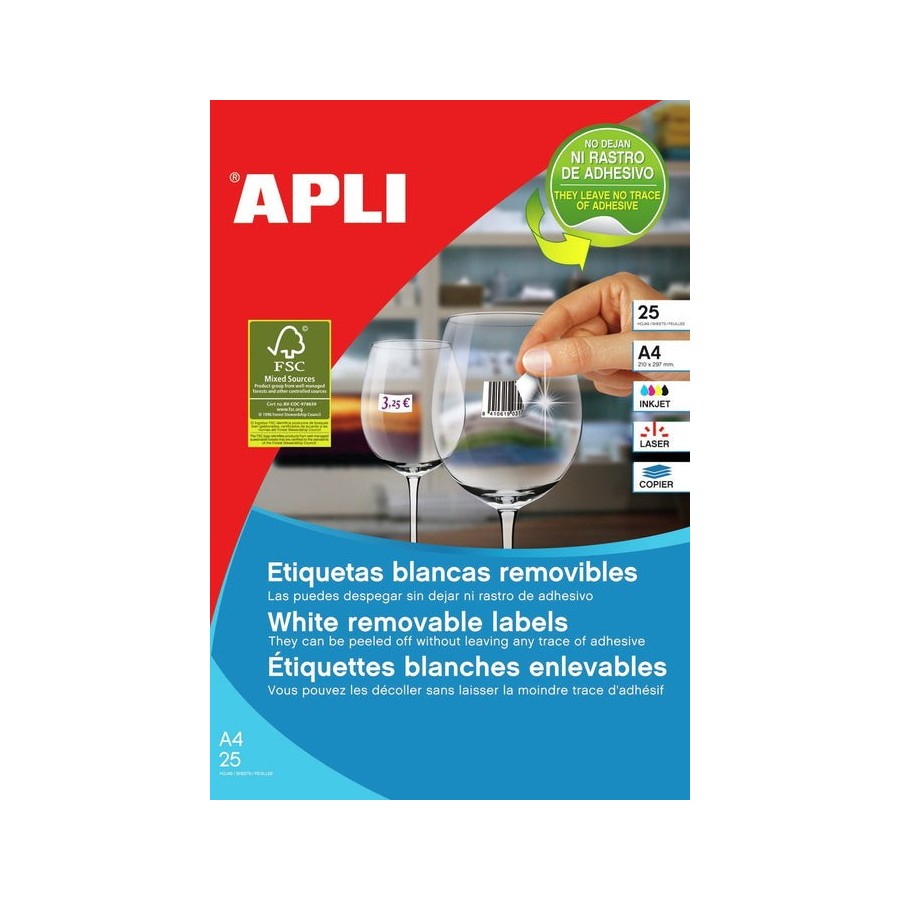 Etiquetas adhesivas apli 10197/ 17.8 x 10mm/ 25 hojas