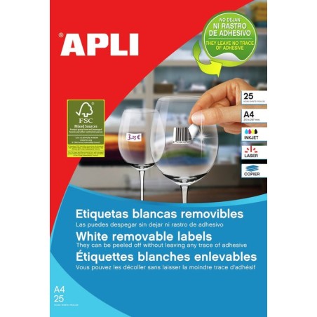 Etiquetas adhesivas apli 10197/ 17.8 x 10mm/ 25 hojas