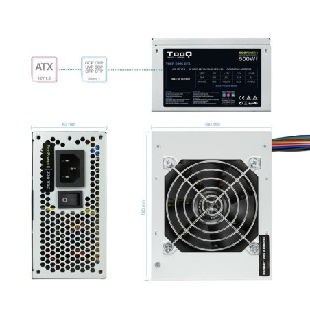 Tooq ecopower ii fuente de alimentacion 500w micro atx sfx 1.3 12v - ventilador silencioso 80mm