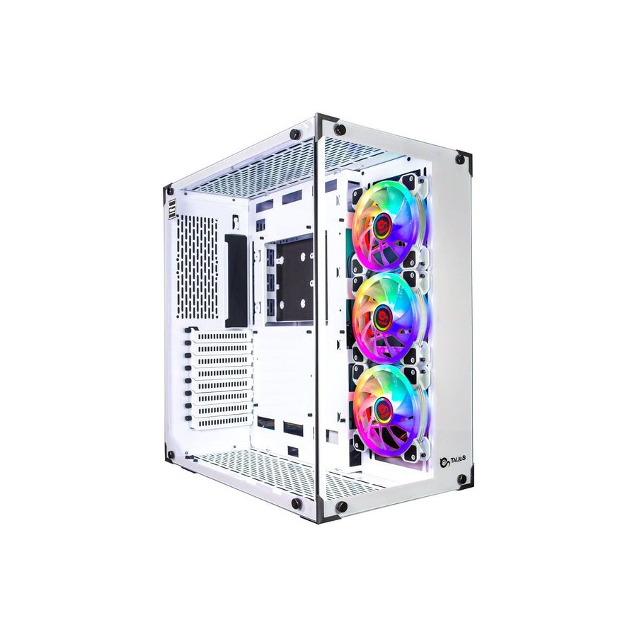 Caja pc talius atx gaming cronos blanca rgb cristal templado usb 3.0