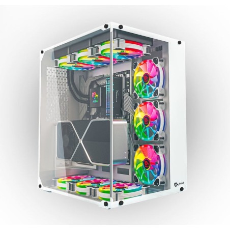 Caja pc talius atx gaming cronos blanca rgb cristal templado usb 3.0