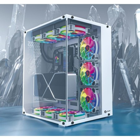Caja pc talius atx gaming cronos blanca rgb cristal templado usb 3.0