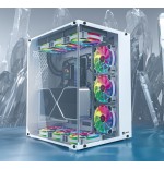 Caja pc talius atx gaming cronos blanca rgb cristal templado usb 3.0