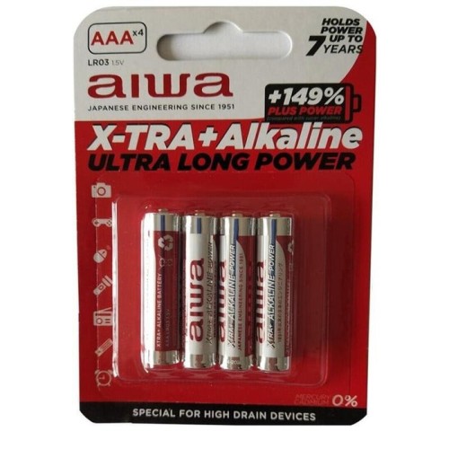 Aiwa x-tra alkaline pila alcalina aaa lr03 blister*4 caja 12 unidades