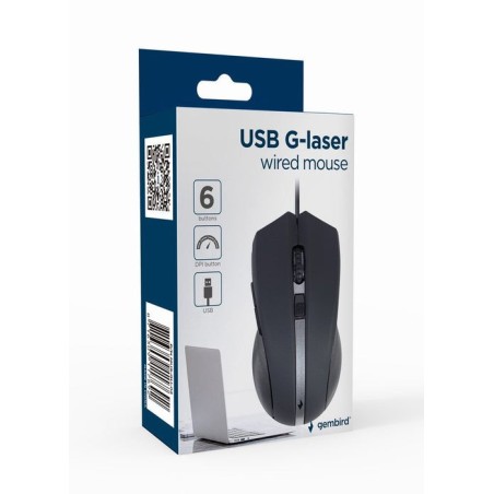 Gembird raton mus-gu-02 usb g-laser 2400dpi 6 botones negro