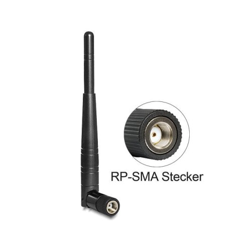 Antena wlan de delock rp-sma st. 3dbi omnidir. con articulación basculante negra