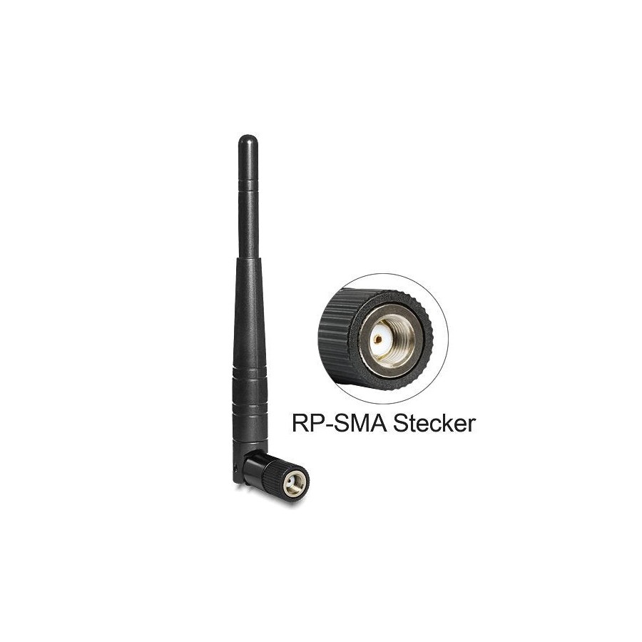 Antena wlan de delock rp-sma st. 3dbi omnidir. con articulación basculante negra