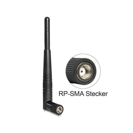 Antena wlan de delock rp-sma st. 3dbi omnidir. con articulación basculante negra
