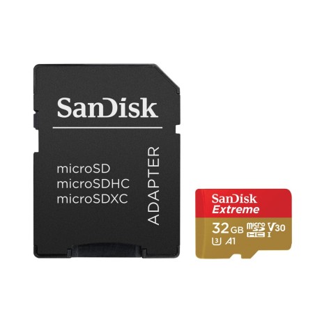 Tarjeta de memoria sandisk extreme 32gb microsd hc uhs-i con adaptador clase 10 100mbs