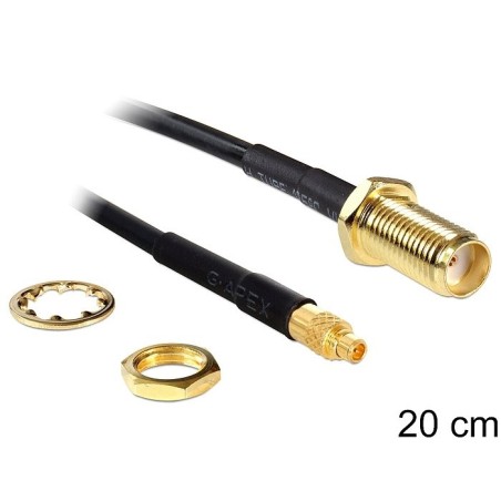 Delock cable de antena sma hembra am einbau  mmcx macho 200 mm