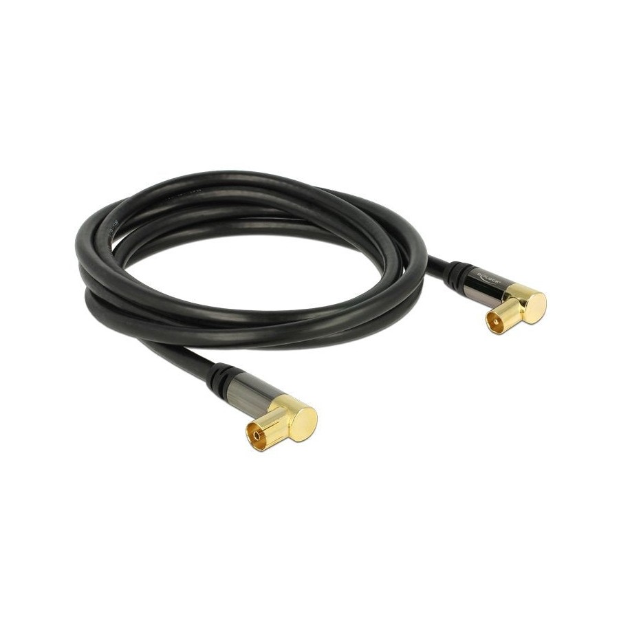 Delock cable de antena coaxial iec macho 90°  iec hembra 90°, rg-6/u 2m