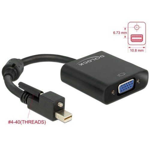 Delock adaptador mini displayport 1.2 macho con tornillo - vga hembra negro