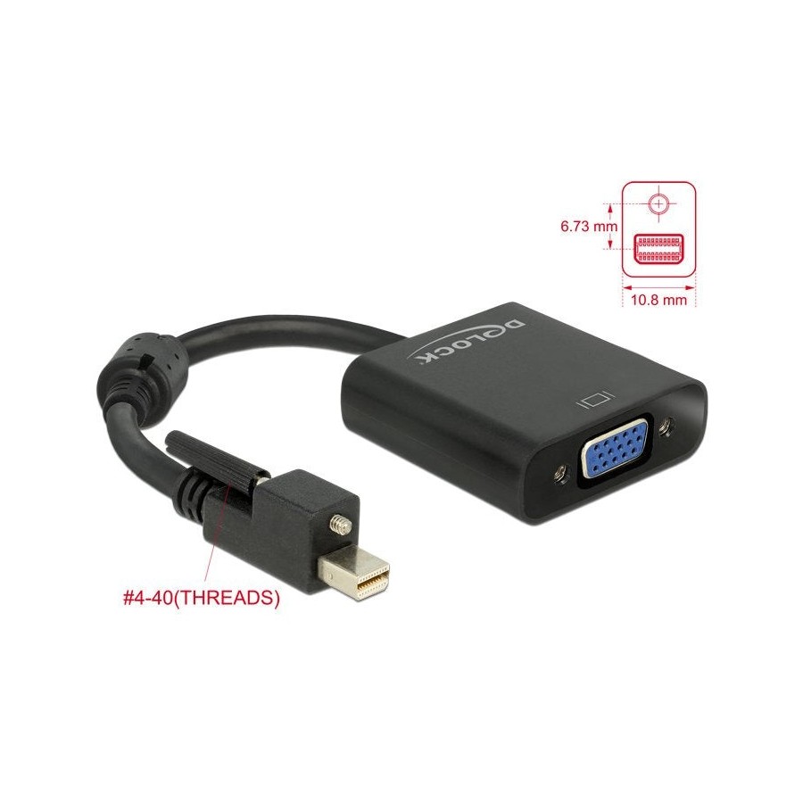 Delock adaptador mini displayport 1.2 macho con tornillo - vga hembra negro