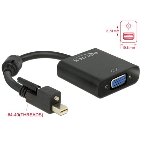 Delock adaptador mini displayport 1.2 macho con tornillo - vga hembra negro