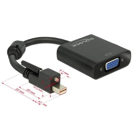 Delock adaptador mini displayport 1.2 macho con tornillo - vga hembra negro