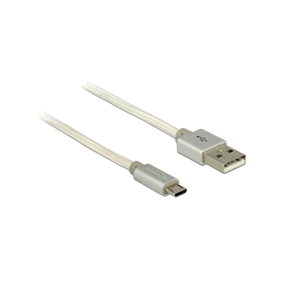 Delock cable de datos y carga usb 2.0 tipo-a micro-b blanco 50cm