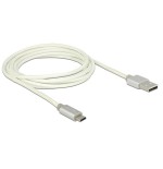 Delock cable de datos y carga usb 2.0 tipo a micro-b blanco 2m