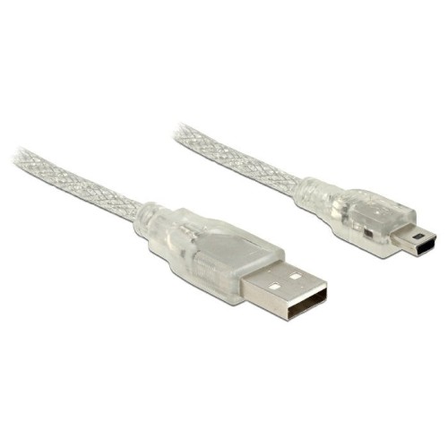 Delock cable usb 2.0 typ-a macho  usb 2.0 mini-b macho 1 m transparente