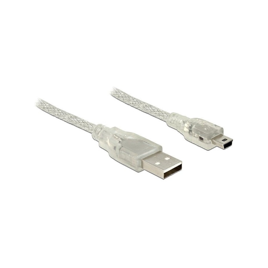 Delock cable usb 2.0 typ-a macho  usb 2.0 mini-b macho 1 m transparente