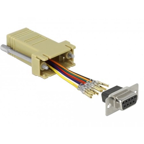 Delock adaptador sub-d 9 pin hembra a rj45 hembra kit de montaje gris
