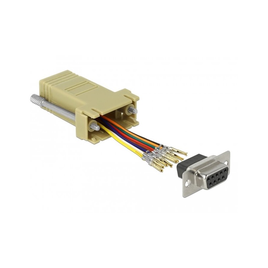 Delock adaptador sub-d 9 pin hembra a rj45 hembra kit de montaje gris