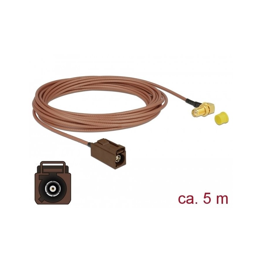 Delock cable de antena fakra f hembra  sma 90° hembra para instalación rg-316 5 m