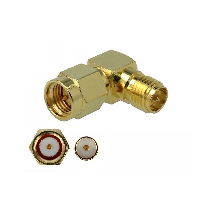 Delock adaptador sma macho a rp-sma hembra 90° 3 ghz