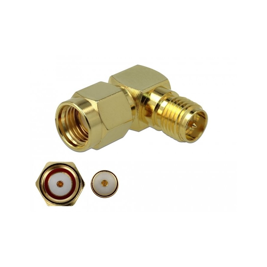 Delock adaptador rp-sma macho a rp-sma hembra 90° 3 ghz
