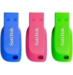 Pendrive sandisk pack 3 cruzer blade16gb usb2.0  diseño verde/rosa/violeta