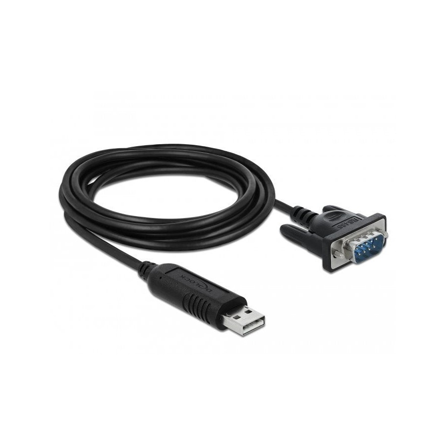 Delock adaptador de usb 2.0 a serial rs-485 con protección esd de 15 kv y una compacta carcasa de conector serial