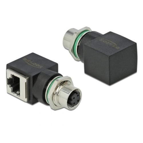 Adaptador de red delock m12 de 4 s con codificación d hembra a rj45 hembra