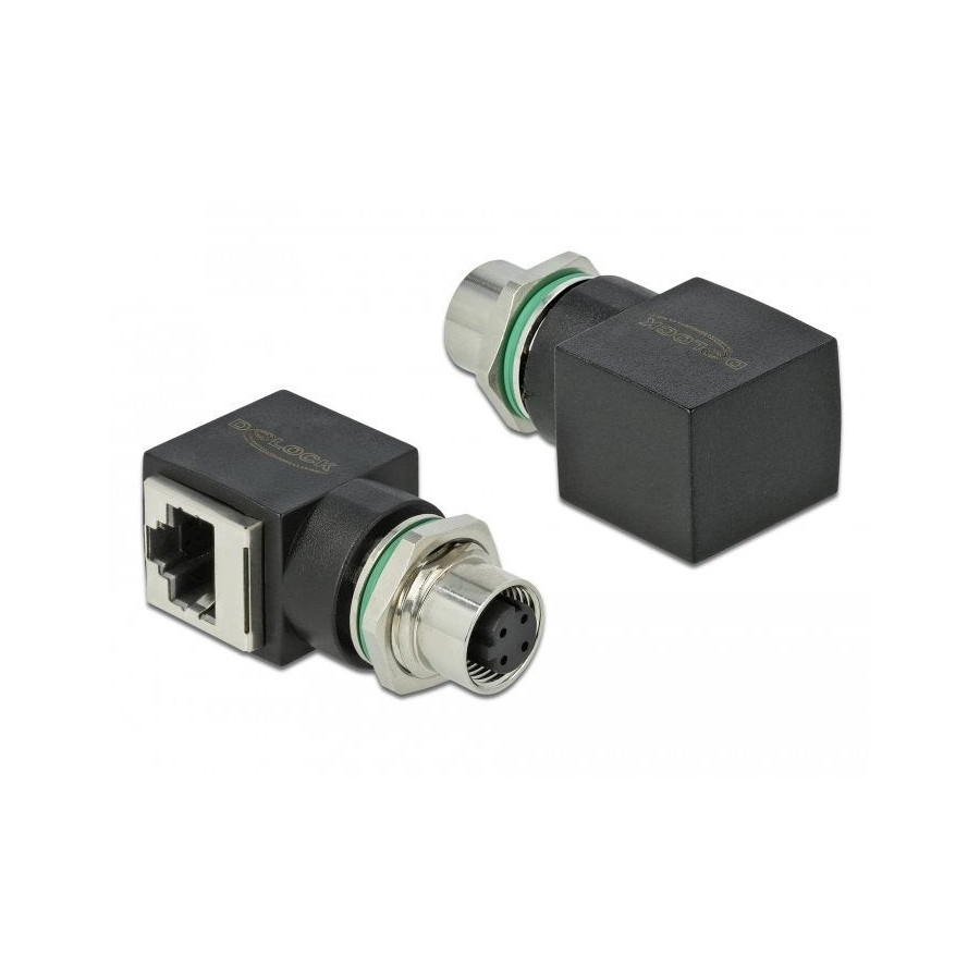 Adaptador de red delock m12 de 4 s con codificación d hembra a rj45 hembra