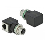 Adaptador de red delock m12 de 4 s con codificación d hembra a rj45 hembra