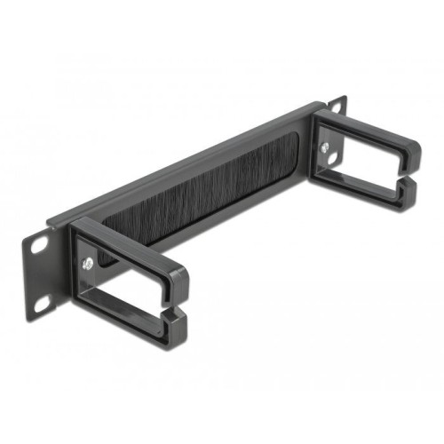 Delock 10" barra escobilla gestión cable con 2 soportes 1 u negro