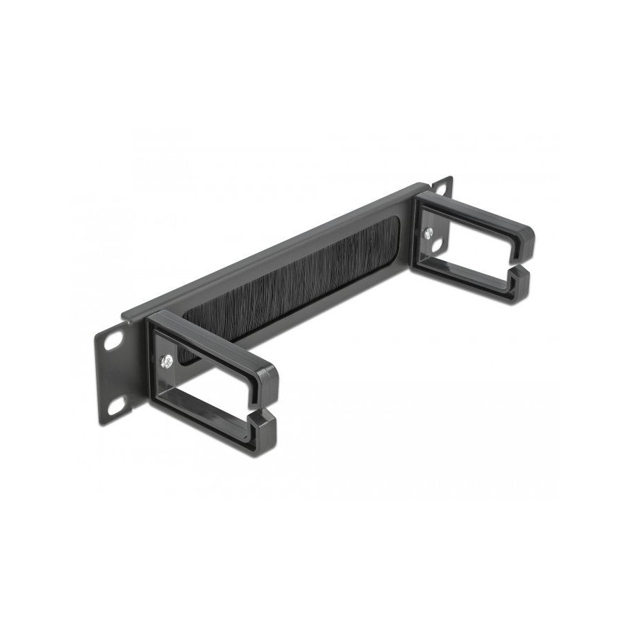 Delock 10" barra escobilla gestión cable con 2 soportes 1 u negro