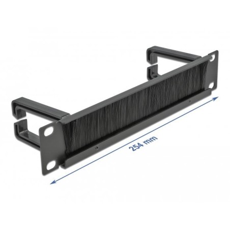 Delock 10" barra escobilla gestión cable con 2 soportes 1 u negro