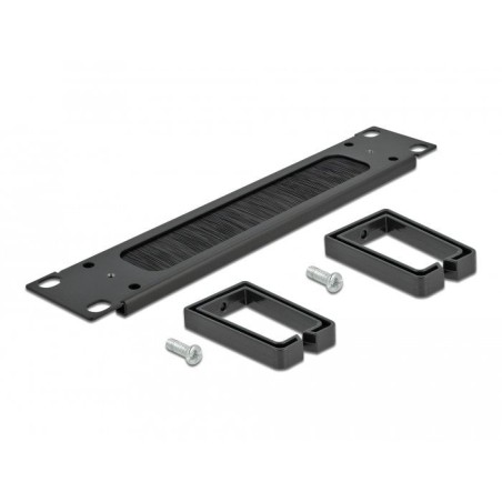 Delock 10" barra escobilla gestión cable con 2 soportes 1 u negro