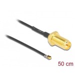 Delock cable de antena rp-sma hembra am einbau a mhf® 4l lk macho 1.37 50 cm
