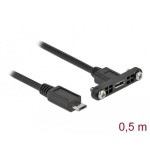 Delock cable usb 2.0 micro-b hembra usb 2.0 micro-b macho 0.5 m